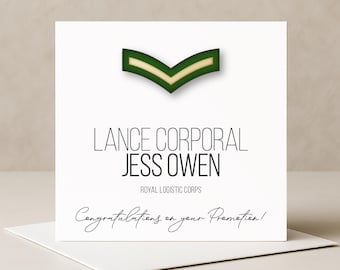 Personalised British Army Promotion Gift Card: Lance Corporal, Corporal, Sergeant, Staff Sergeant, Colour Sergeant, Warrant Officer