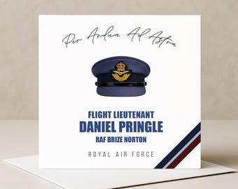 Personalised Royal Air Force Male Officer Hat Card For Pass Out/Promotion/Retirement