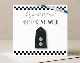 Personalized Police Inspector Promotion/Retirement Card: British Police Rank