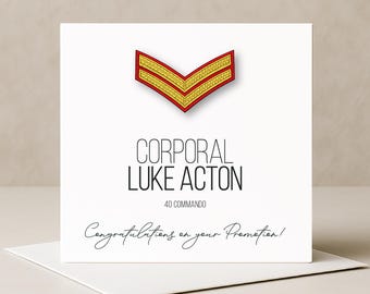 Personalised Royal Marines Promotion Gift Card: NCO Rank Gift