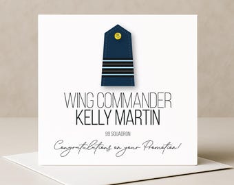 Personalised Royal Air Force Promotion/Commission Card for RAF Officer ranks.