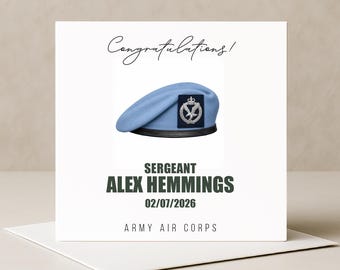 Personalised Army Air Corps Beret Gift/Greetings Card