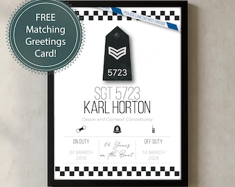 Personalised Police Officer Retirement Print with Card