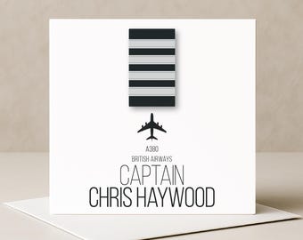 Personalised Airline Pilot Card | Captain / First Officer New Job, Promotion, Retirement Card.