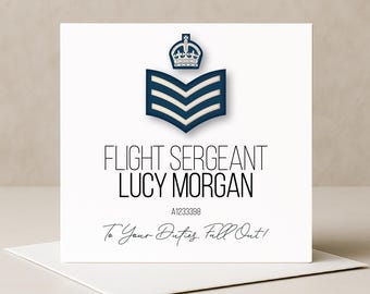 Personalised RAF Leaving/Retirement Gift Card: Royal Air Force NCO Ranks | Corporal, Sergeant, Flight Sergeant, Warrant Officer