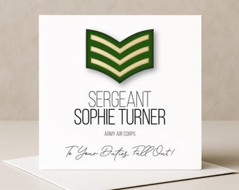 Personalised British Army Leaving/Retirement Gift Card: Lance Corporal, Corporal, Sergeant, Staff Sergeant, Colour Sergeant, Warrant Officer