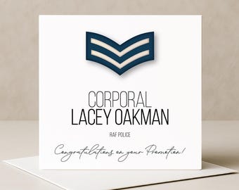 Personalised RAF Promotion Gift Card: Royal Air Force NCO Ranks | Corporal, Sergeant, Flight Sergeant, Warrant Officer