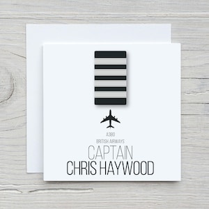Tarjeta de piloto de aerolínea personalizada / Capitán / Primer oficial Tarjeta de nuevo trabajo, promoción, jubilación.