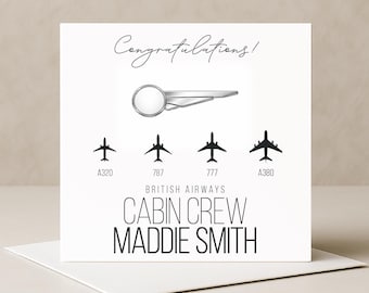 Personalised British Airways Cabin Crew Card | First Flight, Promotion, Leaving Gift | Ideal for Cabin Crew, Inflight Lead, Inflight Manager
