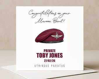Personalised Parachute Regiment Maroon Beret Pass Out Card