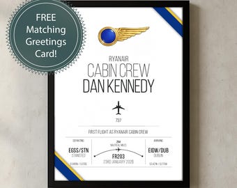 Personalised Ryanair Cabin Crew Print Poster | First Flight, New Job or Leaving Gift