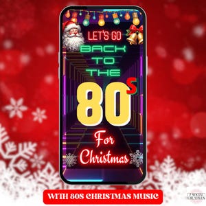 80&#39;s Christmas Party Invitation with Music. Digital Animated Retro 1980s Xmas Costume Invite. Friends and Family eVite. DIY Template.