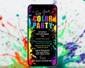 Color Party Invite. Digital Animated Tik Tok Challenge Platter or Basket Colour Party Invitation.  DIY Editable Template.