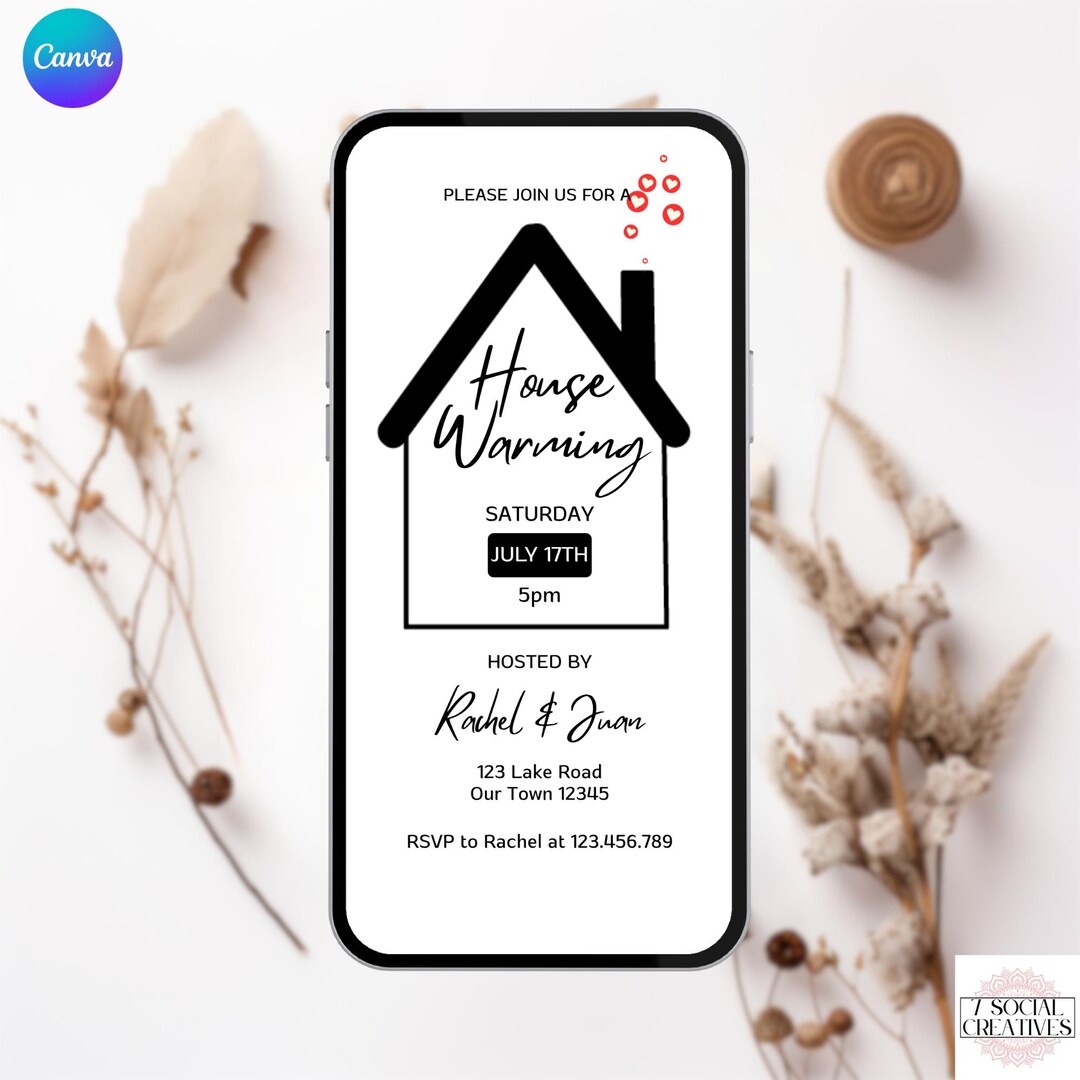 House Warming Invitation. Digital Animated Black and White Housewarming ...