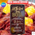 Crawfish Boil Invitation. Digital Let The Good Times Boil Invite. Family, Birthday or Any Celebration Animated eVite. DIY Editable Template.