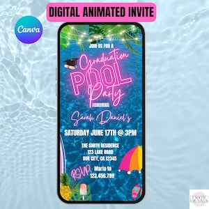 Graduierung-Lache-Party Einladung. Digitale Mädchen rosa Klasse von 2025 Feier einladen. College oder High School Grad Party DIY Vorlage eVite.