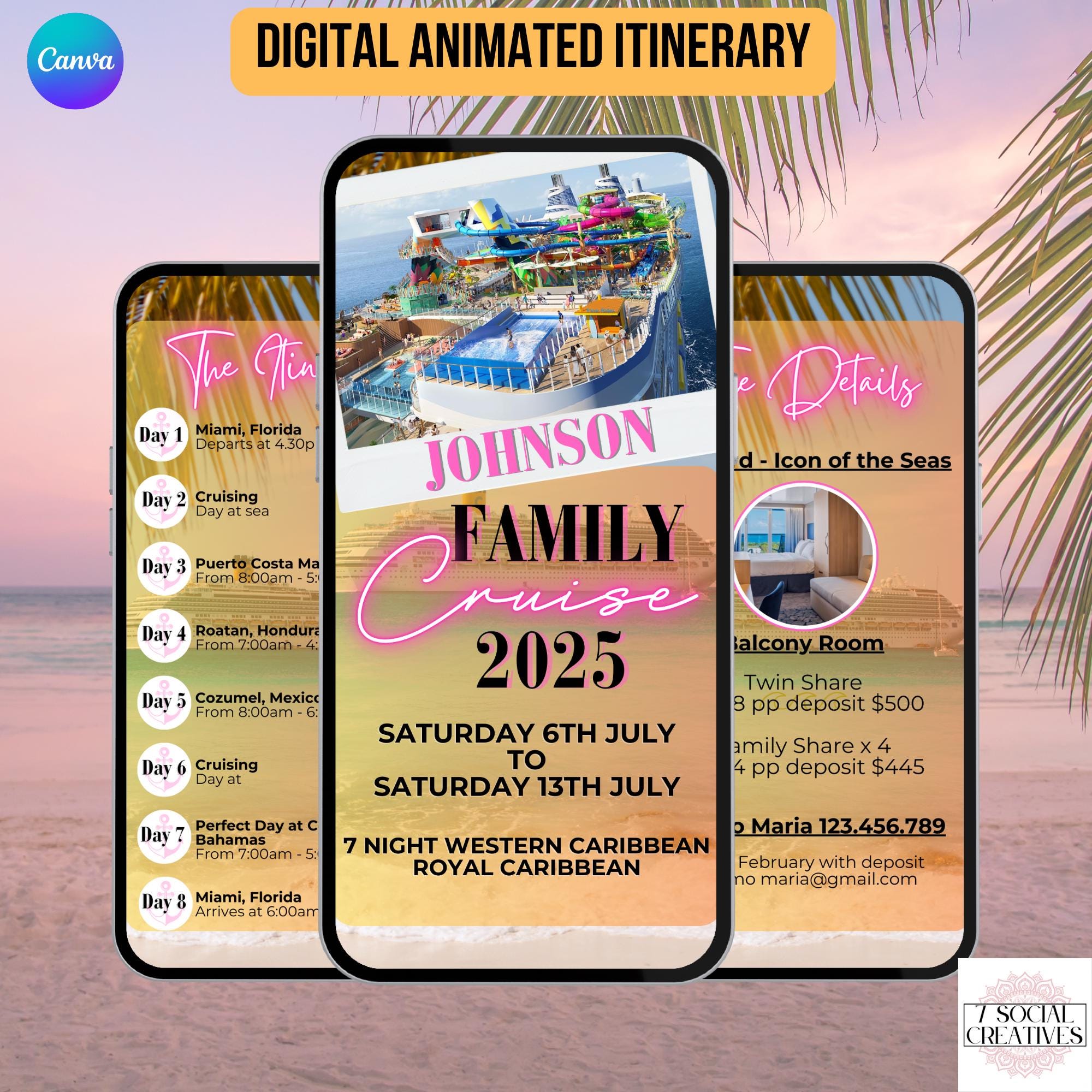 Family Cruise Invitation Itinerary. Digital 2026 Tropical Family Reunion Trip Invite. Vacation Planner. Holiday eVite. DIY Editable Template