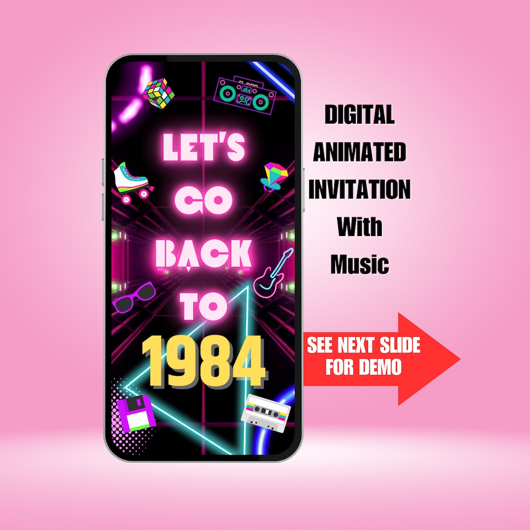 80s Party Invitation. Digital Back to the 1980s Animated Invite With