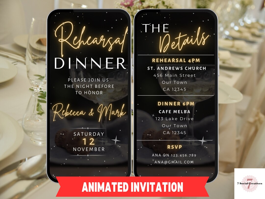 Digital Rehearsal Dinner Invitation. DIY Editable Rehearsal Etsy