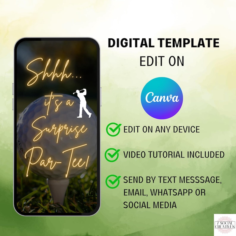 Surprise Golf Birthday Invite. Digital Par Tee Invitation for Golfers. DIY Golfing Party Editable Template eVite for Mens 50th or Any Age. image 3