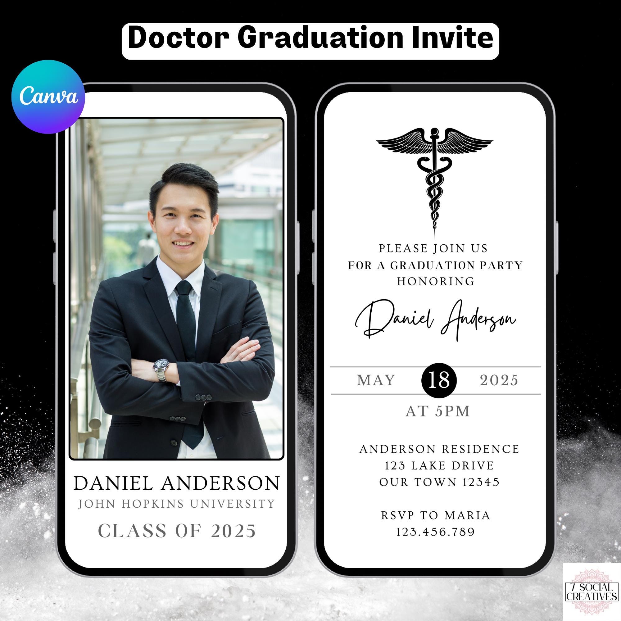 Doctor Graduation Invitation. Digital Animated Mens or Womens MD ...