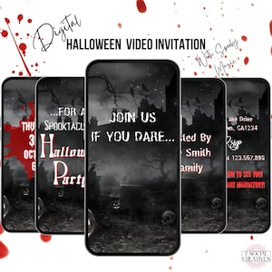 Vintage Halloween Invitation Video. Digital Animated Black and White Spooktacular Party Invite. Perfect for Adults or Teens. DIY Template.