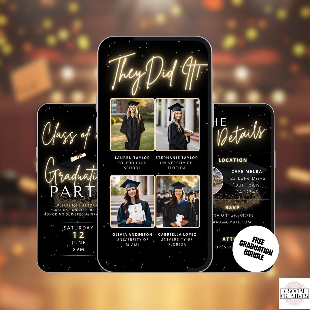 Multiple Graduates Invitation Template. Digital Class of 2026 Grad ...