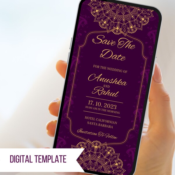 Buy Indian Wedding Save the Date Invitation Card Template Online In ...