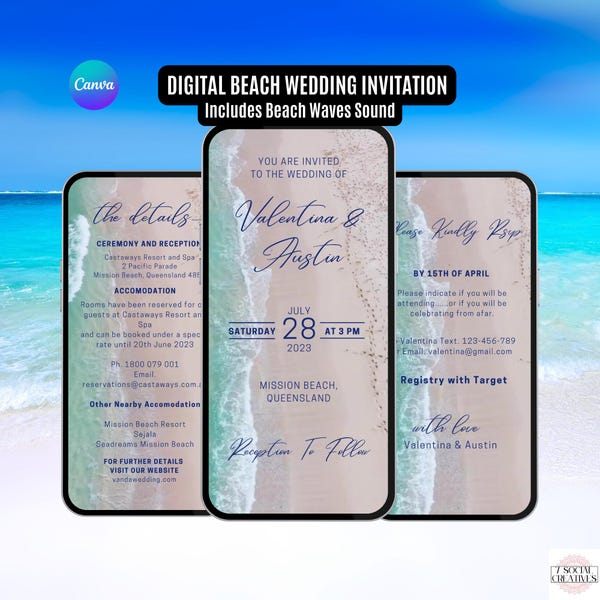 Beach Wedding Invitation - Etsy