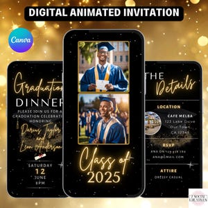 Double Graduation Invitation. Digital Class of 2025 Graduate Dinner, Lunch or Party. High School or College Grad eVite. DIY Template.