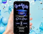 Digital Graduation Party Invitation. Animated Black and Blue College or High School Class of 2026 Invite. Boy or Girls eVite. DIY Template.