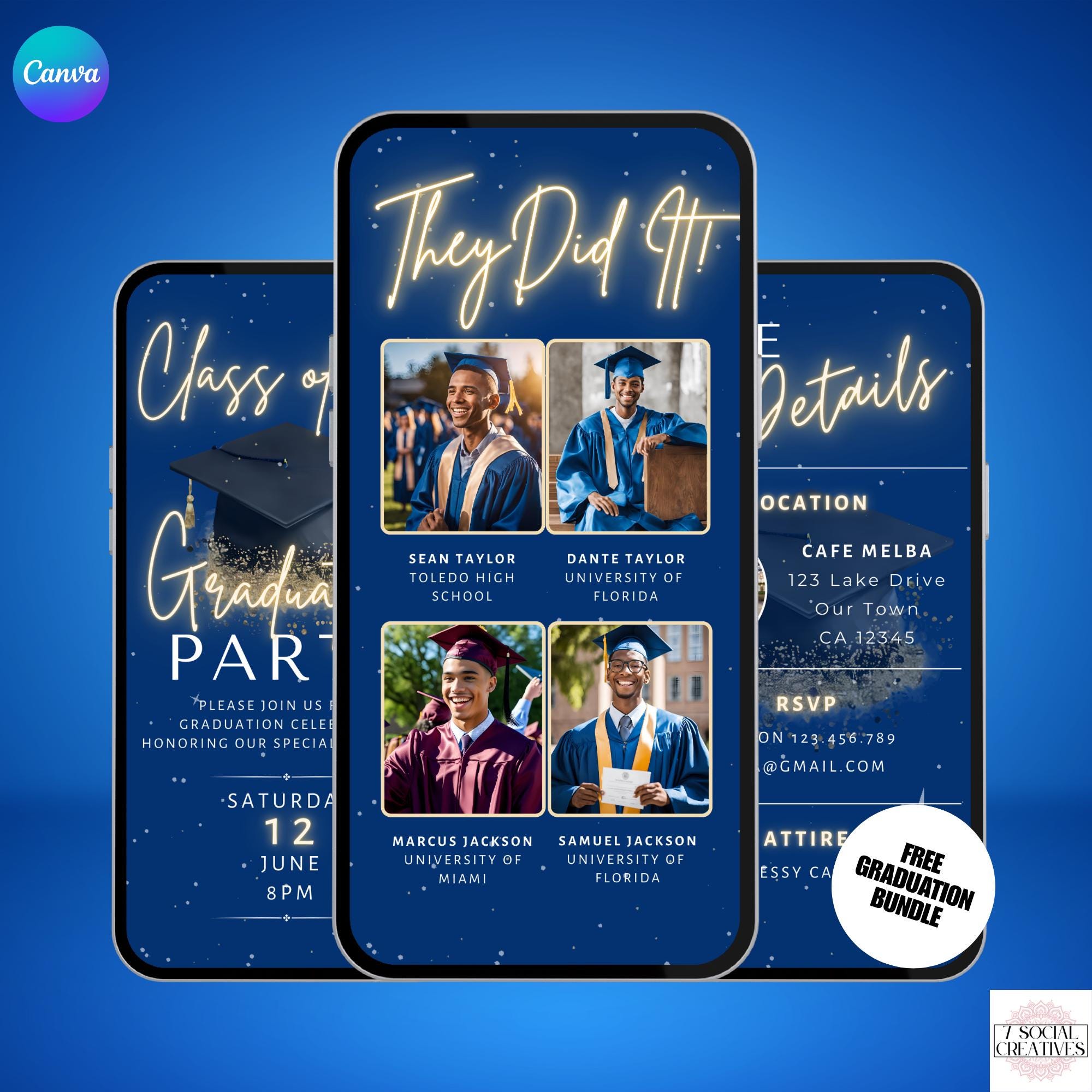 Multiple Graduates Invitation Template. Digital Class of 2026 Grad ...
