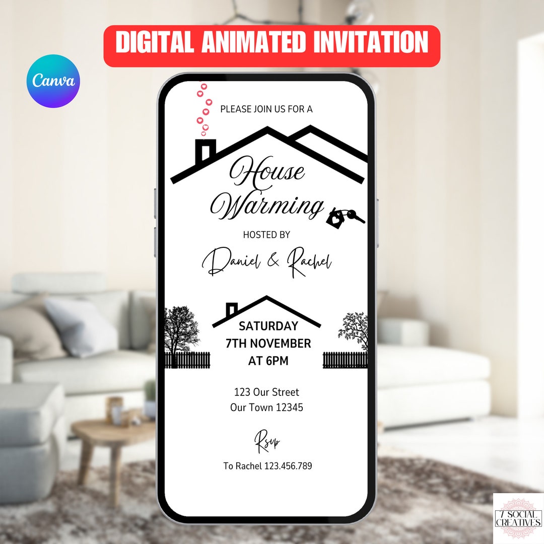 Housewarming Invite. Digital Animated House Warming Invitation. Simple ...