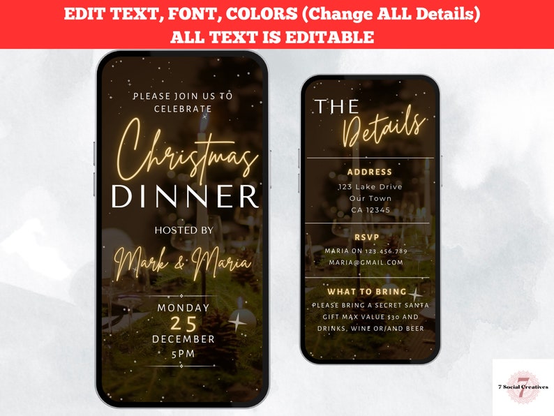Digital Christmas Dinner Invitation. Animated Video Evite. Etsy UK