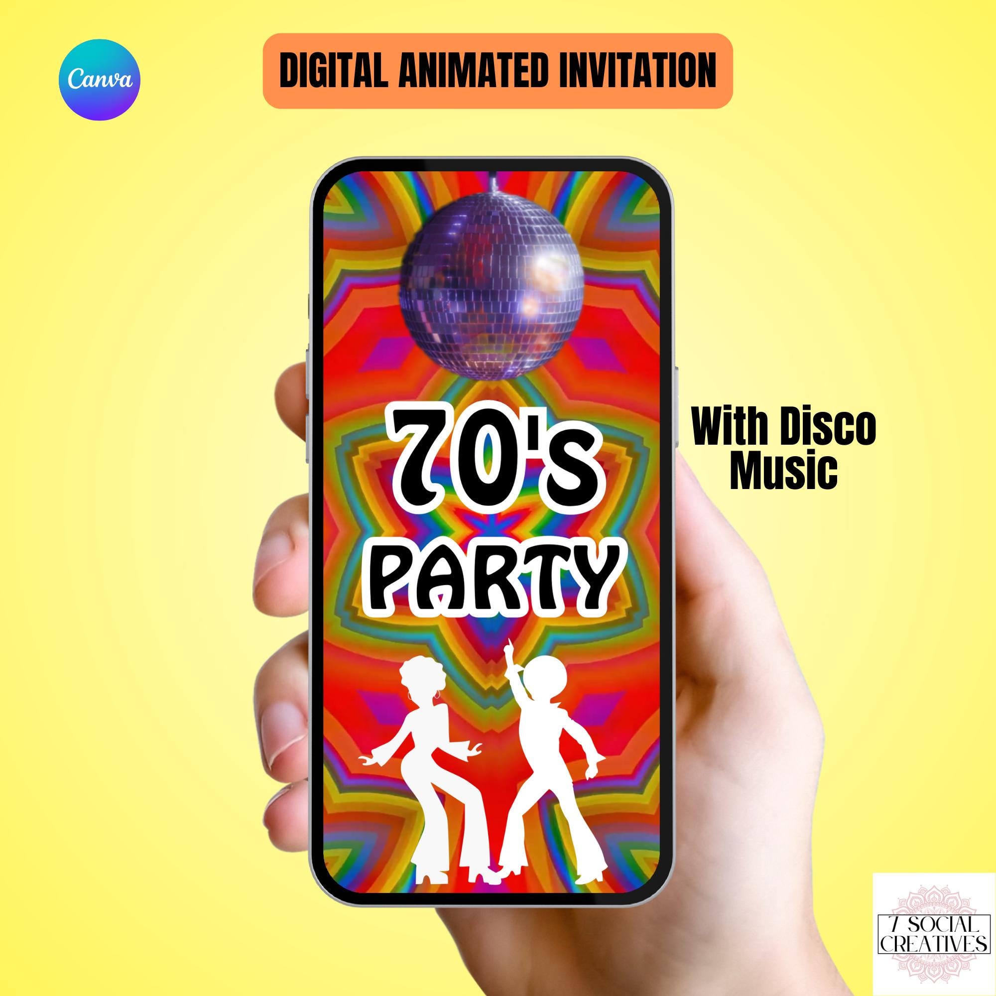 70s Party Invitation. Fun Retro Seventies Birthday