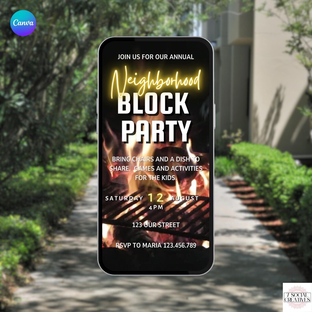 Block Party Invitation. Digital Neighborhood BBQ Animated Invite ...