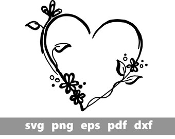 Vector file Flower heart, hand painted - sticker,cutter,mug,t-shirt,laptop,stencil