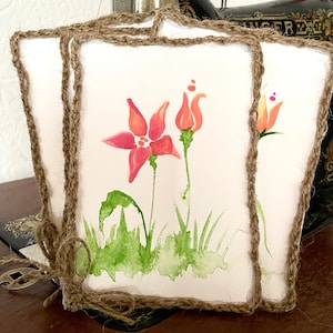 handgemalte Aquarellkarte / Bild "magische Blume", Unikat, kein Druck