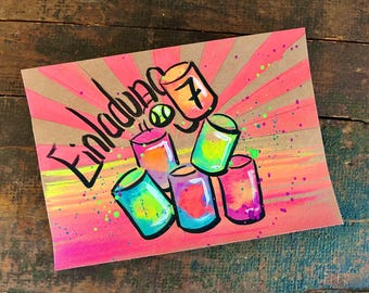 Children's birthday party invitation | Kids' party | A6 size | Can toss game | Personalized party games | With name | Hand-painted | With envelope