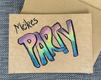 Children's birthday invitation | Party | A6 | glitter | megallic colors | personalizable | hand-painted | with name | with envelope