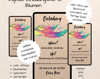 Invitation children's birthday party digital pennant chain