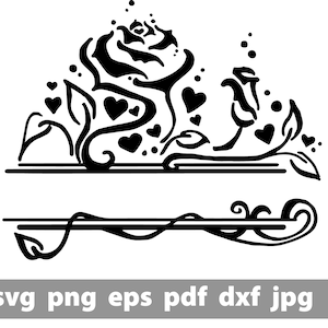 Archivo vectorial zarcillo de rosa, pintado a mano: trazador de corte, taza, camiseta, pegatina, vidrio