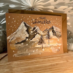 Weihnachtskarte Winterzauber Glitzer, personalisierbar, handgemalt