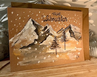 Christmas card | Winter magic | Glitter | Snowflakes | Personalized, hand-painted | Invitation card | Greeting card