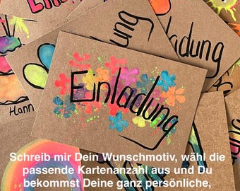 Children's birthday invitation card | custom design | A6 | personalizable | hand-painted | with envelope