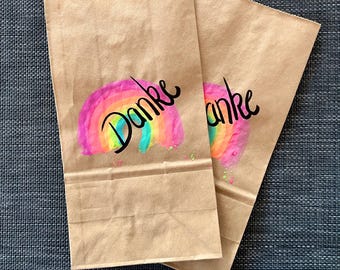 Party favor bag | Children's birthday party | Rainbow | Personalized | Hand-painted | Party | Giveaway | Gift bag