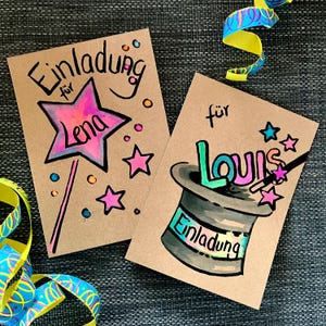 Tarjeta de invitación cumpleaños infantil globos, personalizable, pintada a mano