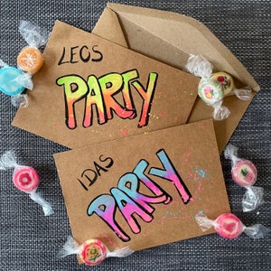 Einladungskarte Kindergeburtstag Party Graffiti,personalisierbar, handgemalt