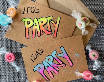Children's birthday invitation card | Graffiti | Party | A6 | personalizable | hand-painted | with envelope