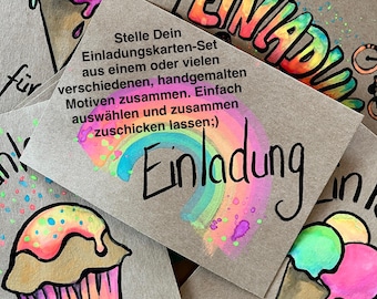 Children's birthday invitation card | Custom motif | Own design | A6 | Personalized | Hand-painted | With envelope | Theme party